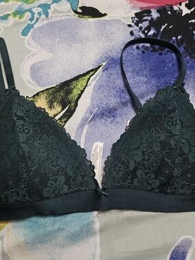 PINK Victoria's Secret Lace Triangle Bralette in Deep Teal